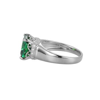 Green And White Cubic Zirconia Platinum Over Silver May Birthstone Ring 5.23ctw