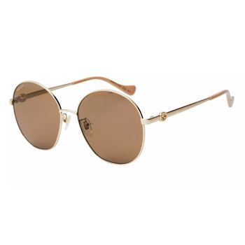Gucci Gold Tone and Taupe Frame / Brown Lens Sunglasses