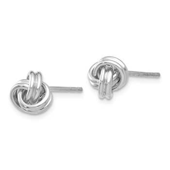 Rhodium Over 14k White Gold 7mm Polished Love Knot Stud Earrings