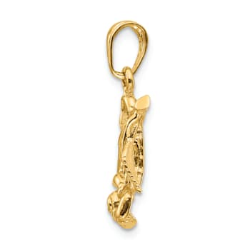 14k Yellow Gold Textured Rose Pendant