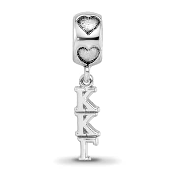 Rhodium Over Sterling Silver LogoArt Kappa Kappa Gamma Vertical with
Heart Bead