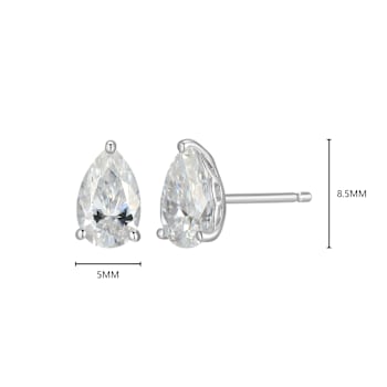 Pear Shape Moissanite Platineve Stud Earrings 1.90ctw DEW