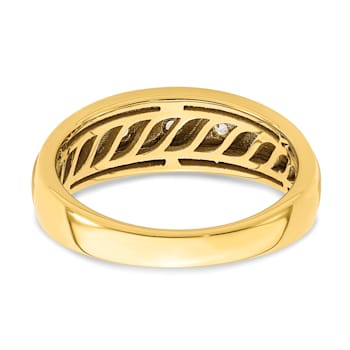 14K Yellow Gold 3-Stone Diamond Men's Ring 0.38ctw