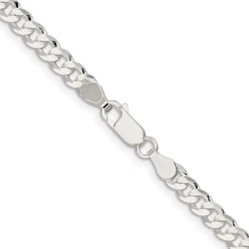 Sterling Silver 4.5mm Concave Beveled Curb Chain Bracelet