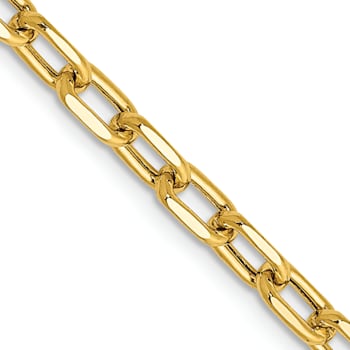 14K Yellow Gold 3.7mm Semi-solid Diamond-cut Open Link Cable Chain Necklace