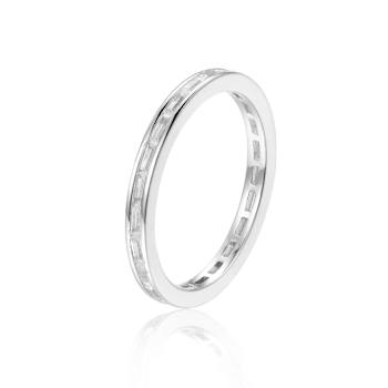 Baguette White Topaz Sterling Silver Eternity Band Ring, 0.40ctw