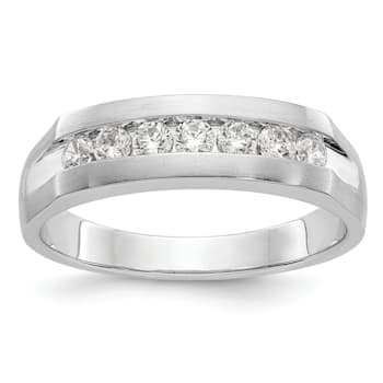 Rhodium Over 14K White Gold Lab Grown Diamond SI1/SI2, G H I, Men's Band