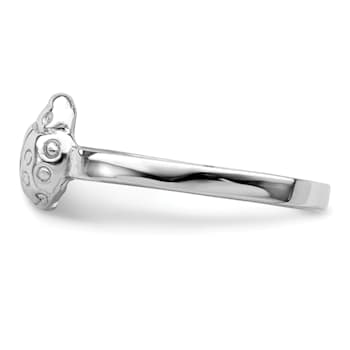 Rhodium Over Sterling Silver Polished Ladybug Children's Ring