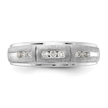 Rhodium Over 10K White Gold Lab Grown Diamond Men's Ring