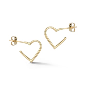 Bellissima Gold 14K Yellow Gold Heart Shaped Small Hoop Earrings