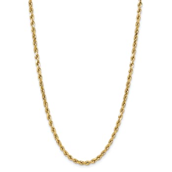 14k Yellow Gold 5.5mm Diamond-Cut Rope 24 Inch Chain