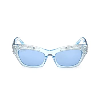 Swarovski Shiny Blue with Crystal Accent Frames/ Blue Lens Sunglasses