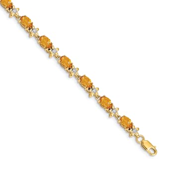 14k Yellow Gold Floral Diamond and Citrine Bracelet