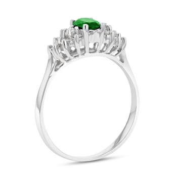 0.60ctw Emerald and Diamond Ring in 14k White Gold