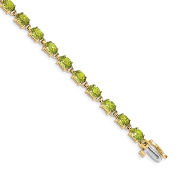 14K Two-tone Gold 6x4mm Oval Peridot Bracelet