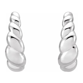 Sterling Silver Rope Design J-Hoop Earrings