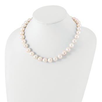 Rhodium Over Sterling Silver 12-13mm White Freshwater Cultured Pearl Necklace