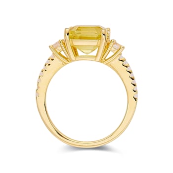 Asscher Cut Lab Created Yellow Sapphire with White Topaz 18K Yellow Gold
Over Sterling Silver Ring