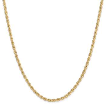 14k Yellow Gold 3.3mm Solid Rope 30 Inch Chain
