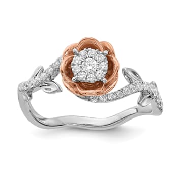 14K Two-tone White and Rose Gold Diamond Fashion Band