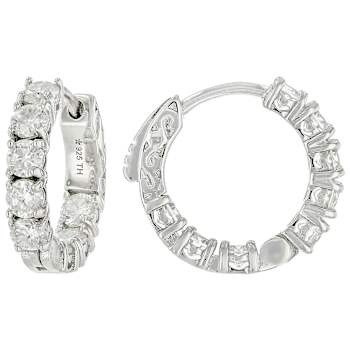 Moissanite Inside-Out Hoop Earrings In PlatInum-Enhanced Sterling Silver