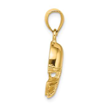 14k Yellow Gold Polished and Textured Open-Backed Football Helmet pendant