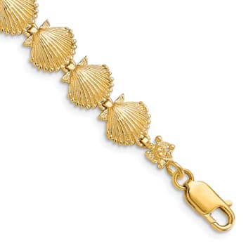 14k Yellow Gold Textured Scallop Shell Bracelet