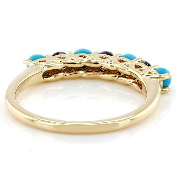 Sleeping Beauty Turquoise And Moissanite Ring In 18K Gold Over Sterling
Silver 0.28ctw