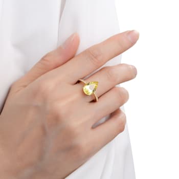 Pear Lab Created Yellow Sapphire with White Topaz 18K Yellow Gold Over
Sterling Silver Ring 3.80ctw
