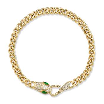 Rachel Zoe 14K Yellow Gold Over Sterling Silver Pave Cubic Zirconia
Snake Head Curb Link Bracelet