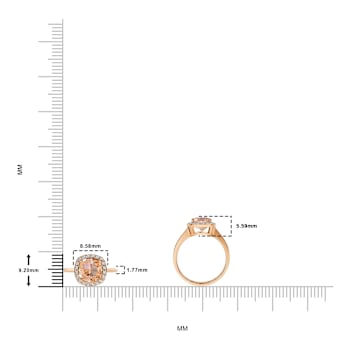 14K Rose Gold Morganite and Diamond Ring 1.38 ctw