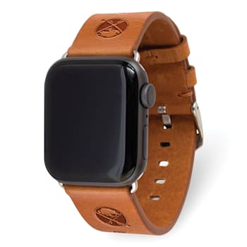 Gametime NHL Buffalo Sabres Tan Leather Apple Watch Band (42/44mm S/M).
Watch not included.