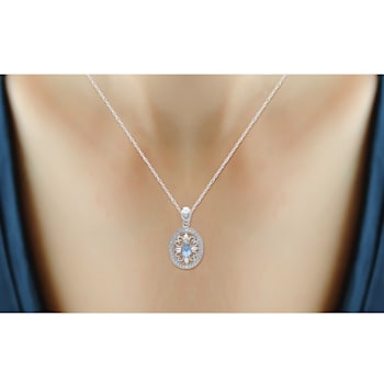Sky Blue Topaz And White Diamond Sterling Silver Pendant With Chain 0.50ctw