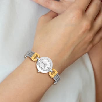 Charles Hubert Two-tone Stainless Steel Wire Bangle Silver Dial Watch