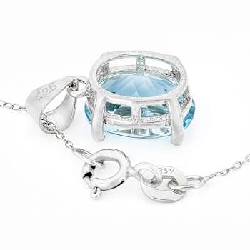 Sky Blue Topaz Solitaire Pendant Necklace In Sterling Silver