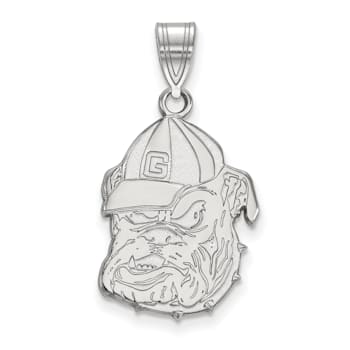 Rhodium Over Sterling Silver LogoArt University of Georgia Large Pendant