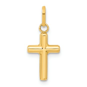 14k Yellow Gold 3D Reversible Cross Pendant