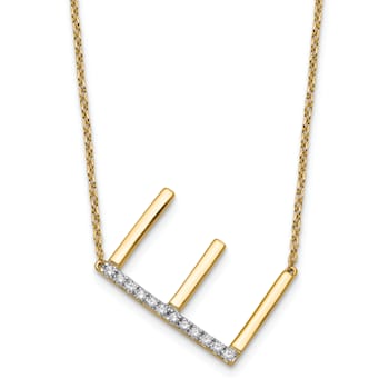 14k Yellow Gold and Rhodium Over 14k Yellow Gold Sideways Diamond
Initial E Pendant 18 Inch Necklace