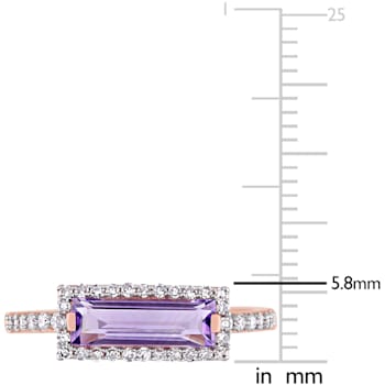 1.20ctw Amethyst And 0.25ctw Diamond 14k Rose Gold Double Halo Ring