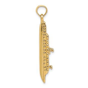 14k Yellow Gold 3D Polished and Textured Cruise Ship Charm