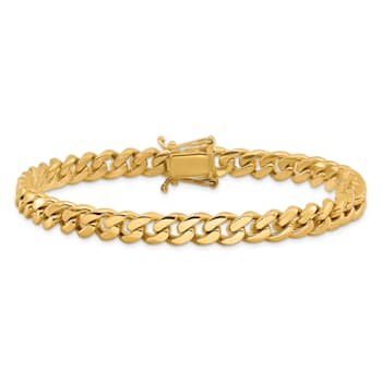 14K Yellow Gold 7mm Hand-Polished Miami Cuban Chain Bracelet