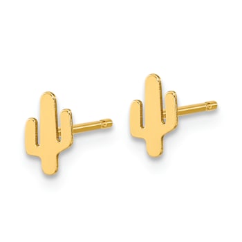 14k Yellow Gold Polished Cactus Stud Earrings