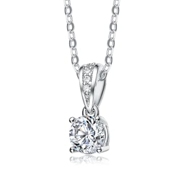 Bursting CZ Pendant Necklace In Sterling Silver