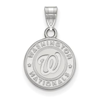 Rhodium Over Sterling Silver MLB Washington Nationals LogoArt Circle Pendant