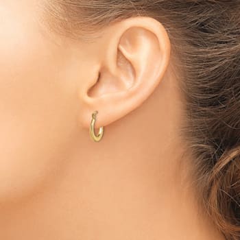 14K Yellow Gold Textured Hoop Earrings