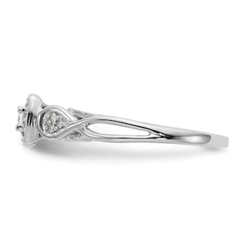 Rhodium Over 14K White Gold Lab Grown Diamond Complete Engagement Ring 0.204ctw