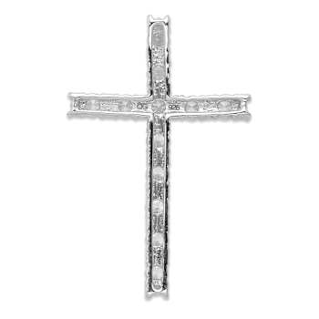 Rhodium Over 14k White Gold Diamond Latin Cross Pendant