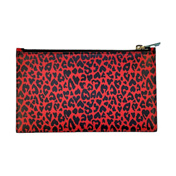 Saint Laurent Rouge Leopard Printed Calfskin Leather Medium Pouch