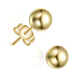 Polished Ball Stud Earrings In 14K Gold Over Brass