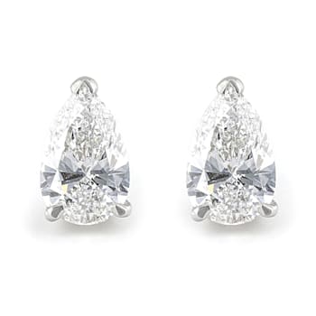 Certified Pear Shape White Lab-Grown Diamond E-F SI 18k White Gold Stud
Earrings 1.50ctw
